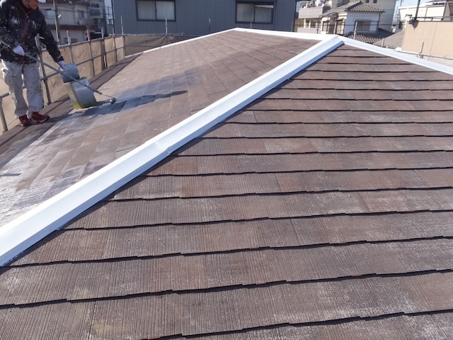 中川区にて化粧スレート屋根の塗装・タスペーサー設置など施工前の状況